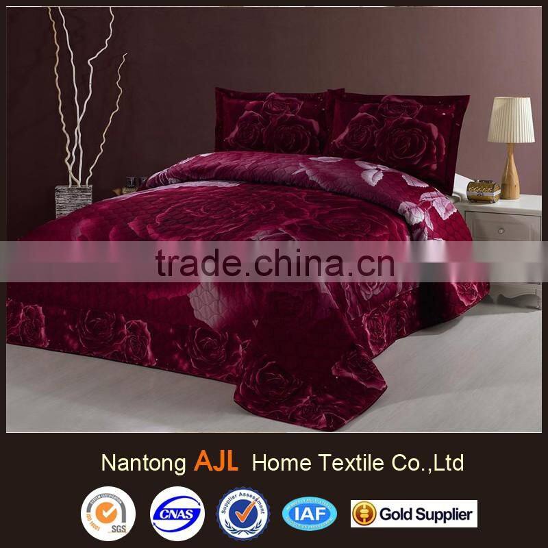 Russian 3D flower quilted bedspread set coverlet