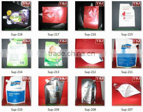 juice plastic packaging stand up pouch with spout