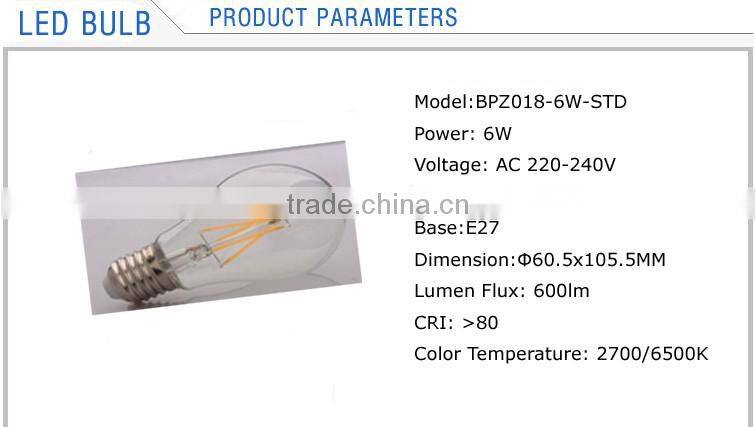 Factory direct sale 6w g125 LED carbon filament bulb