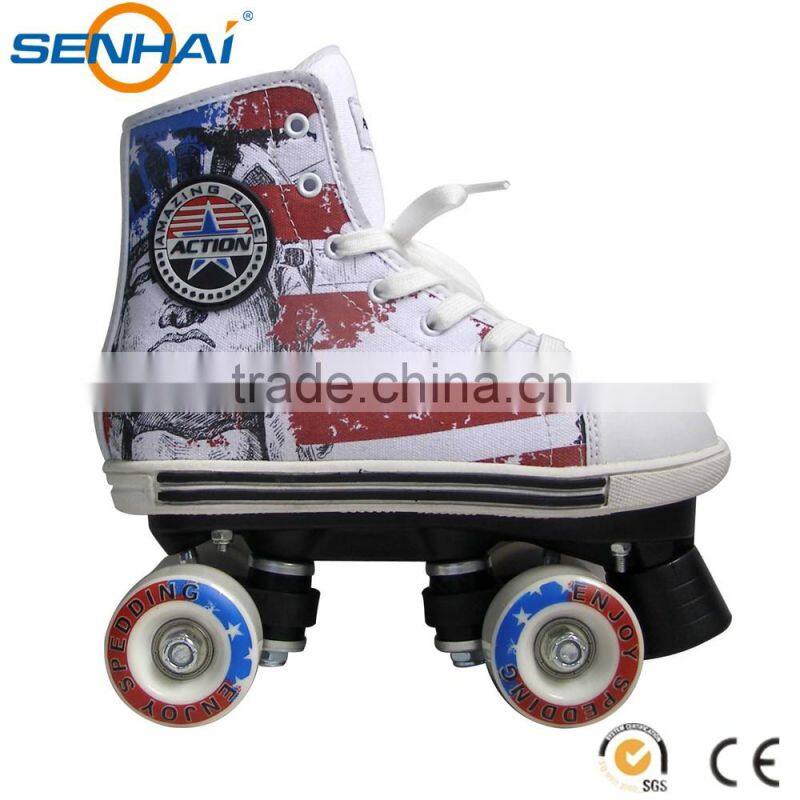 Senhai New Style Cloth Boots Four Wheel Roller Skate Shoes for Adults Quad Roller Skates