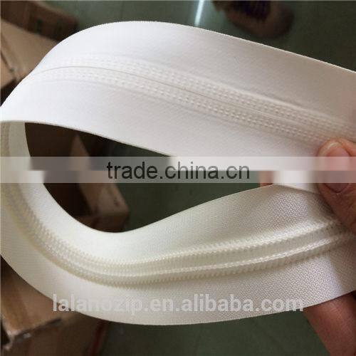 2015 new Top quality 10# big size 4m long nylon water resistant Zipper in white for wholesale