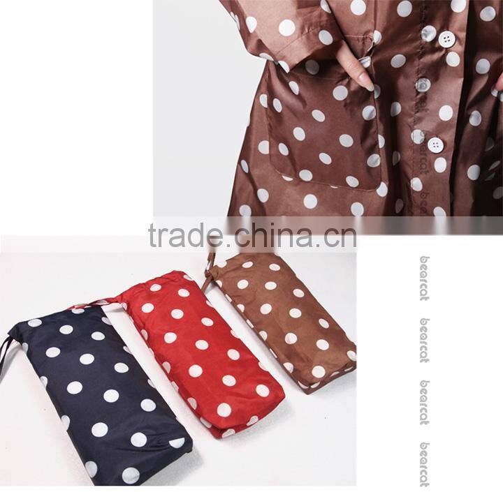 BEARCAT personality slim raincoat,dot women Poncho