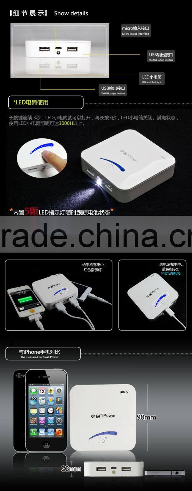 power bank battery charger 10800mAh multi-function portable charger