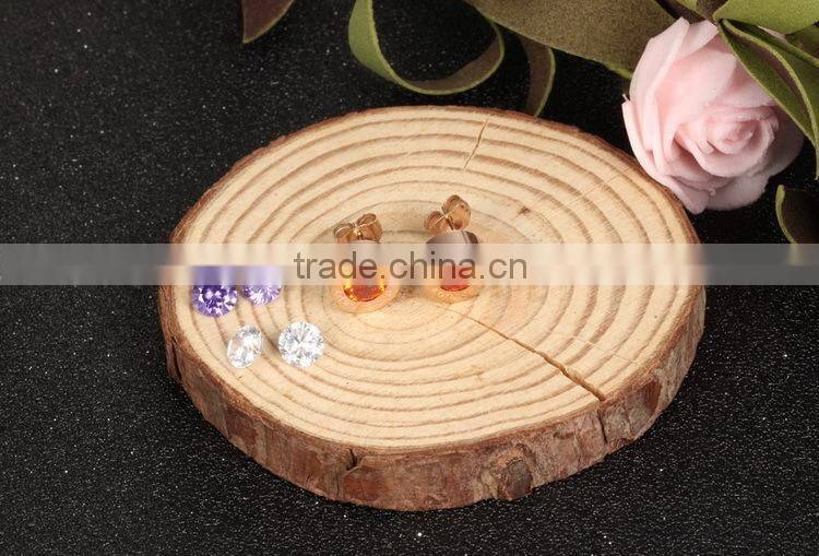 KSTONE Fashion Jewelry Wholesale Rose Gold Round Colorful Diamond Stud Earring