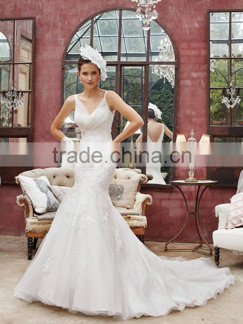 W220 2016 new simple generous V-Neck Spaghetti women wedding dress