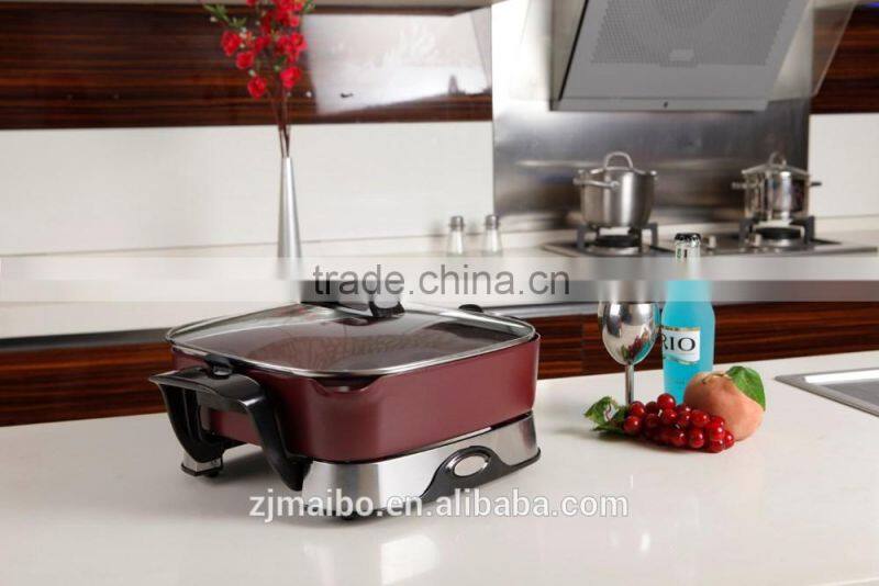 multi cooker with Adjustable Thermostat 12*12 inches square Non-stick coating electric skillet Fry Pan