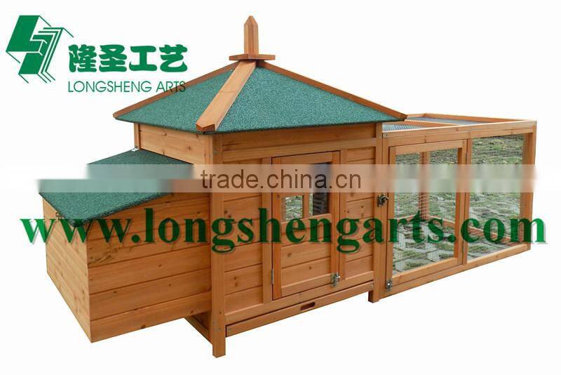 Tower-like wooden chicken coop