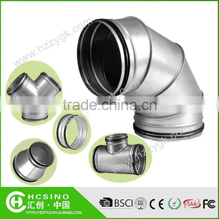 Ducting Fitting Galvanized Steel Y Tee, 3-Way Tube Duct Fitting Connector