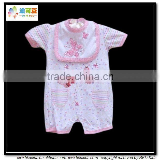 BKD baby romper 2 pcs suits , baby clothes with baby bibs