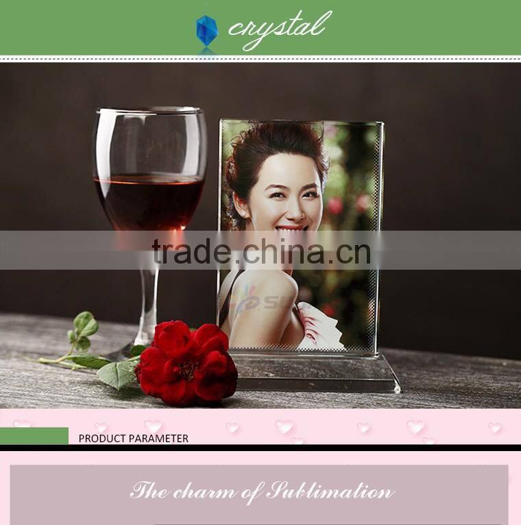 Wedding gift L110*H160*W40mm promotional customed blank 3D sublimation crystal photography