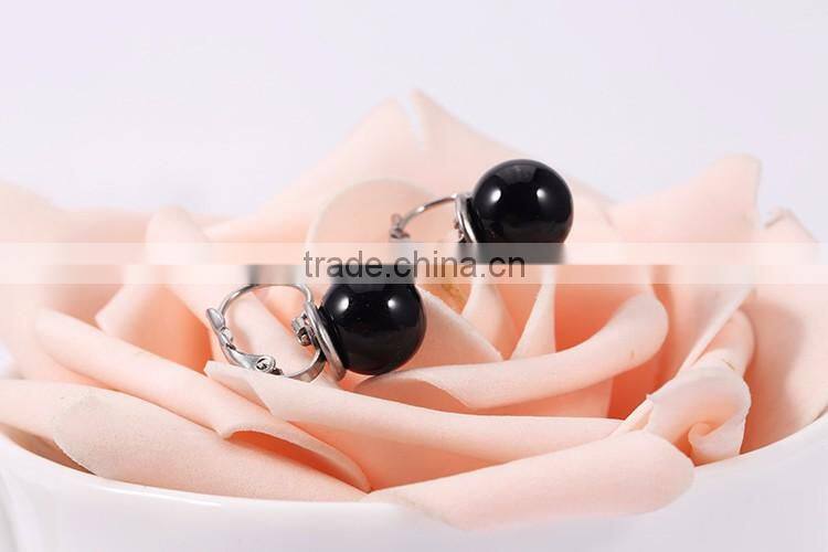 E0534-B-TLM Wholesale Stud Earring, Fashion Black Pearl Earring For Party
