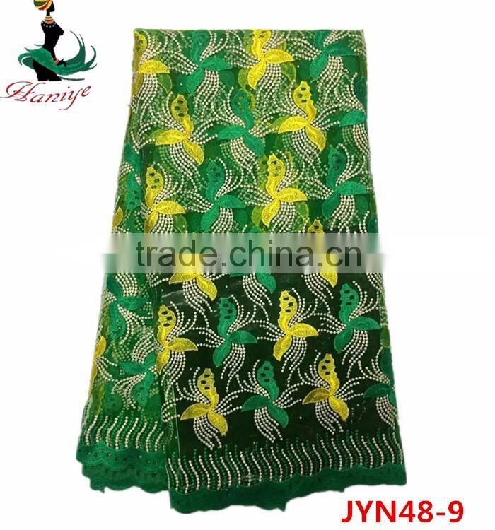 New arrival French net lace fabric, African tulle lace fabric with stones JYN48