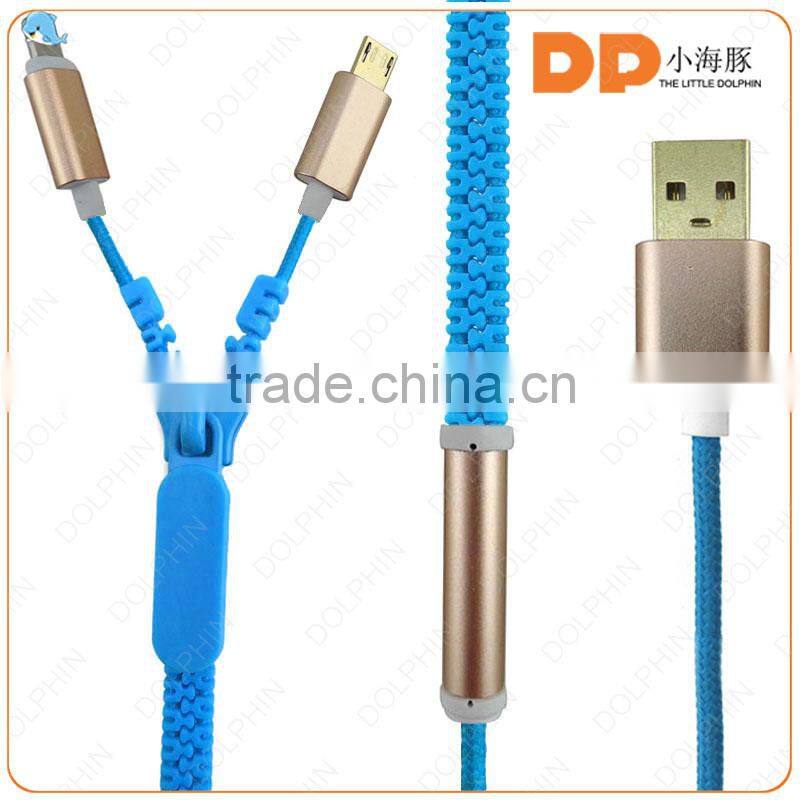 2 in 1 usb cable 2.0 data cable tangle free zipper usb cable for iphone 6