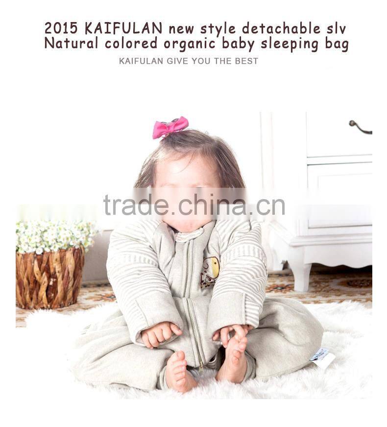GOTS organic 100% cotton infant baby kids foot sleeping bag with Detachable sleeves for all Seasons