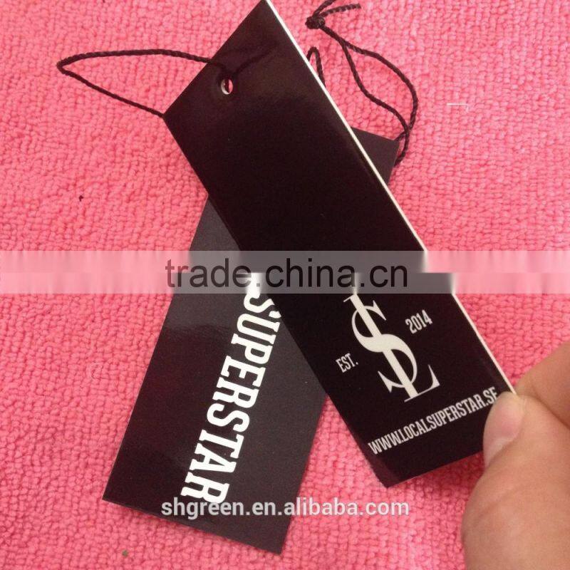 High quality Spot UV light brand name special paper hangtag
