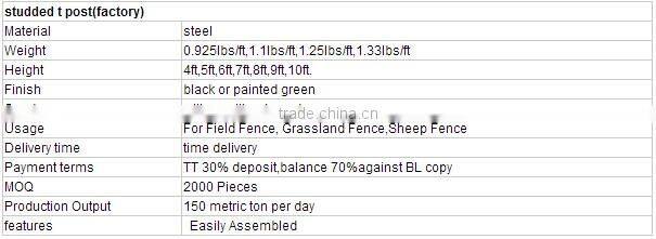 10ft t post american steel fence t bar fence post