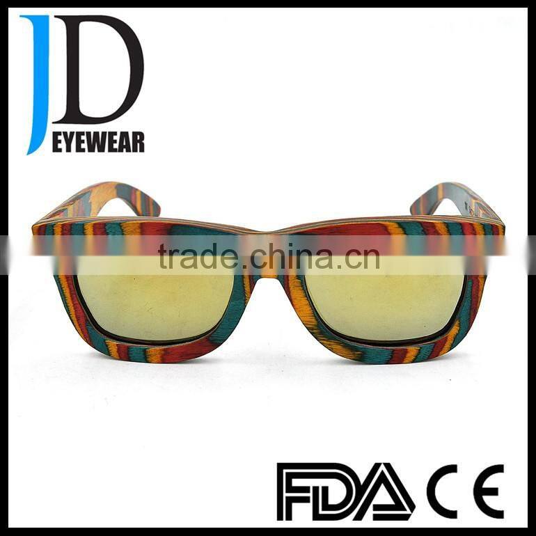 High Quality Colorful Skateboard Wood Retro Style wooden sunglasses
