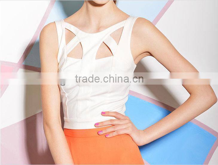 Cut Out Sexy fancy ladies tops latest design 2016