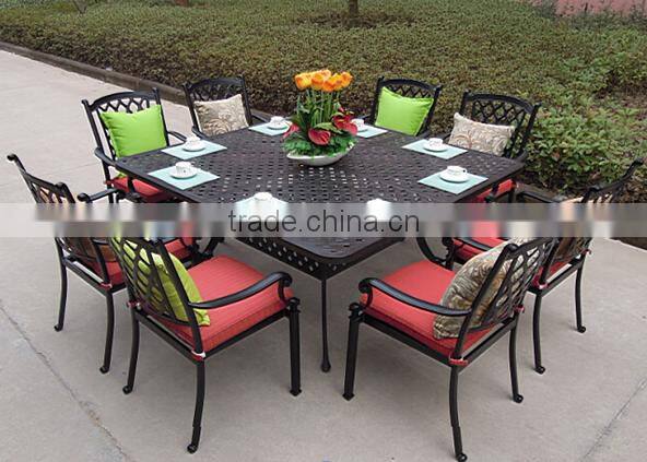 Most Popular Waterproof Garden Cast Aluminium Furniture Dining Table Set Made in China