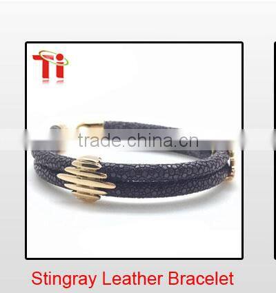 Handmade Mens white leather wrap straps bracelet