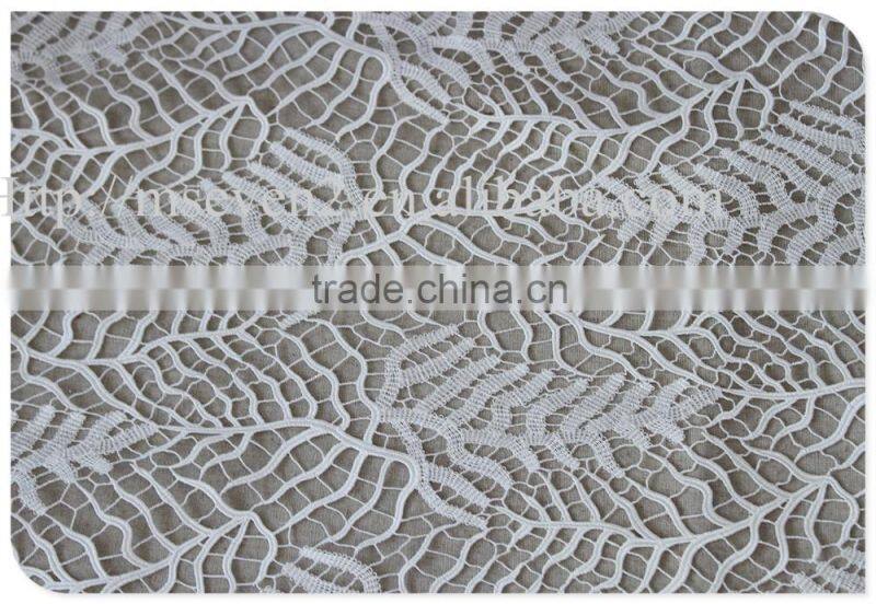 Fashion design hollow out water soluble austrian lace fabric in white