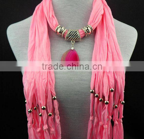 Wholesale Fashion Women Bohemian Drop Pendant Necklace Scarf Stole Neck Shawl Wrap Jewelry Gift