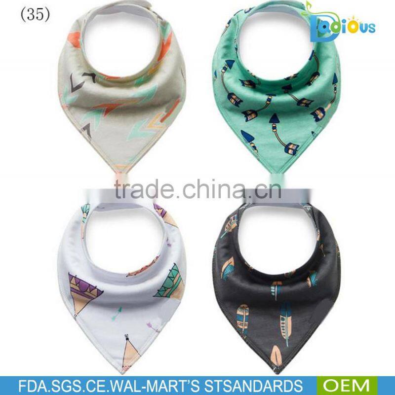 amazon bestseller 100% cotton Adjustable baby bandana drool bibs