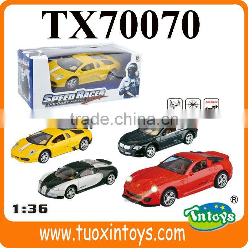 1:36 die cast pull back car toy with light and sound TX70070