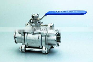 SS 304 three piece sanitary ball valve