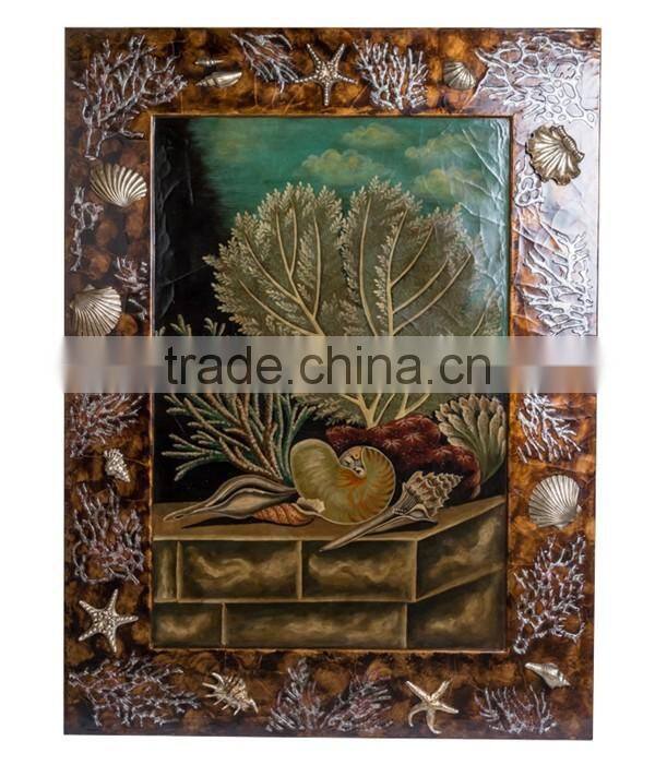 Hand Painted Peacock Pattern Wall Painting, Floral Art Painting Hanging Wall Picture, Solid Wood Carved Wall Art