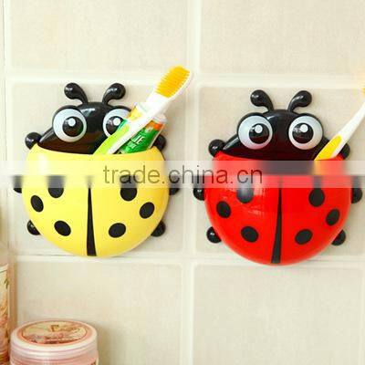 J333 Plastic Cartoon Beetle Toothbrush Holder Bathroom Set with Four Strong Suction Cup