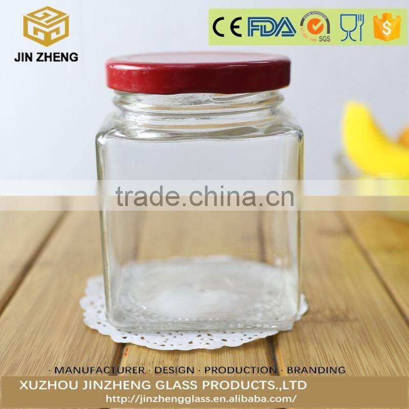 Round shape 180ml transparent glass honey jar with Screw Lid