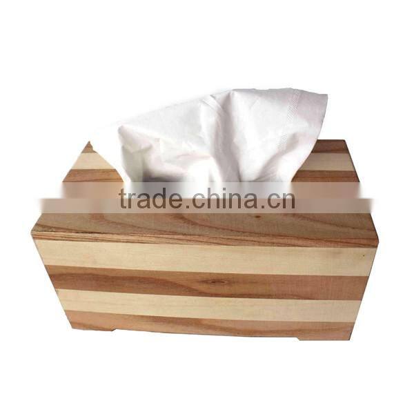 Creative Rectangular Wooden Striped Tissue Box, Hotel Household Use Packaging Box