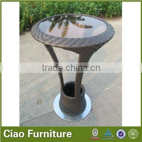 garden outdoor rattan furniturebar table set with brown glass bar stool