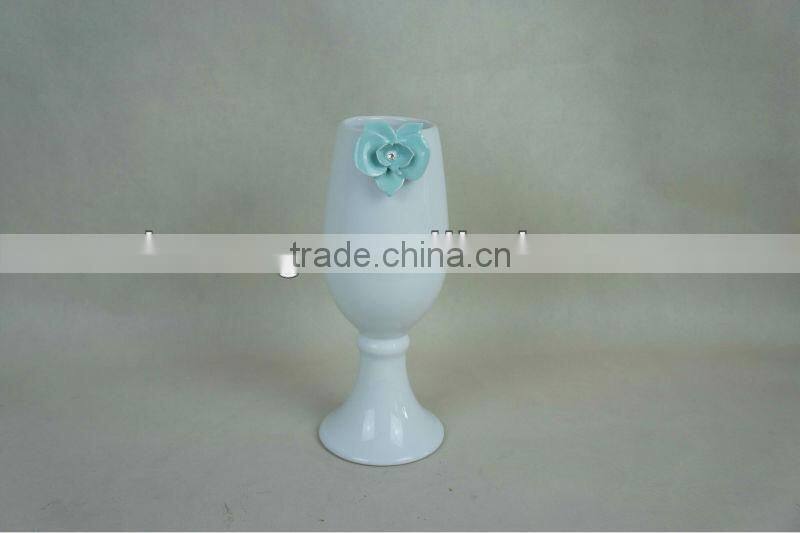 Ceramic flower vase with crystals from swarovski