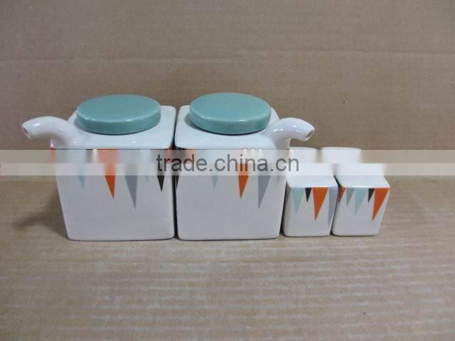 Rectangle Ceramic kitchen oil olive vinegar bottle salt pepper set