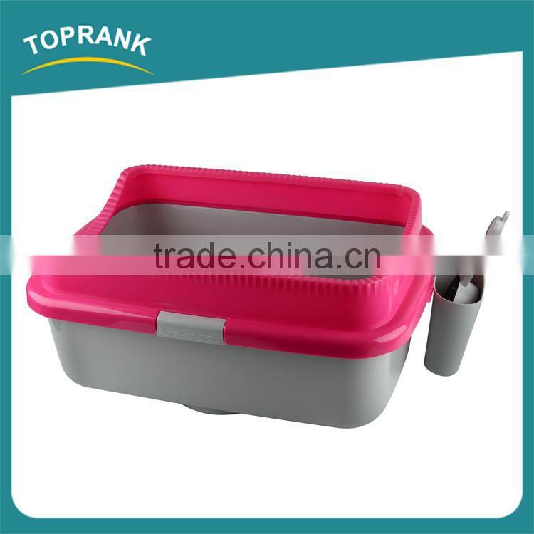 Hot selling indoor outdoor portable cat toilet PP plastic cat litter box with scoop