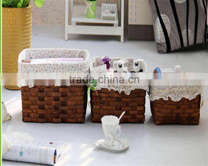 Household receive basket Hand woven wood chip basket