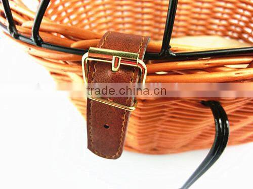 Handicraft woven wicker bike front basket