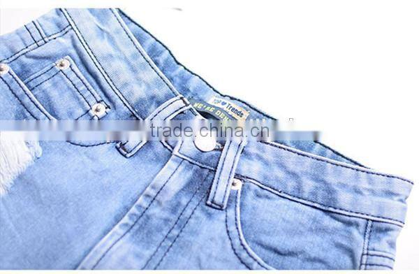 Bohemia style women high waist ripped jeans lace shorts