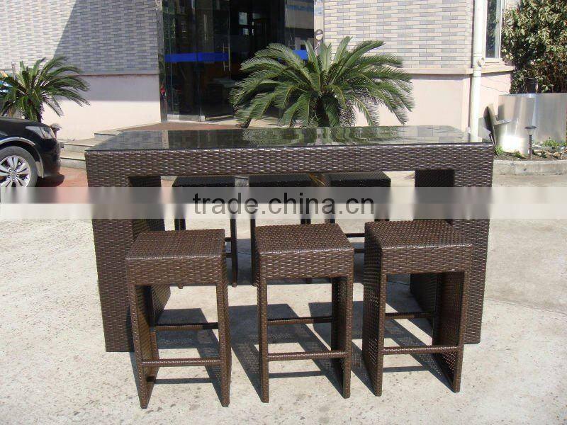 Outdoor Furniture Bar Table Chairs Patio Dining Rattan Wicker Set 9pcs New