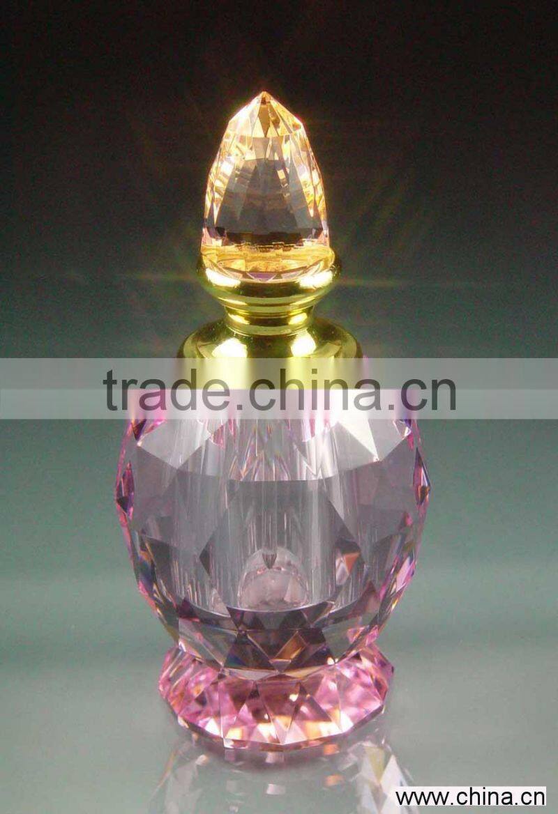 green color crystal decorative perfume bottle with golden flower