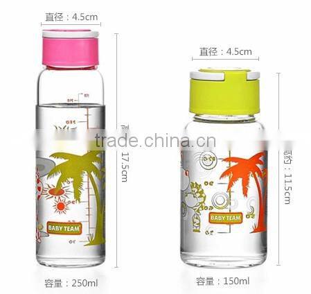 150ml 5oz 250ml fashionable beautiful glass milk bottle
