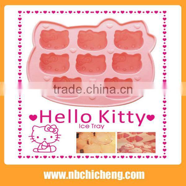 8-tray High Quality Cheaper Price Colorful Design Silicone Ice Cube Mould,Hello Kitty , Ice Cube Tray.