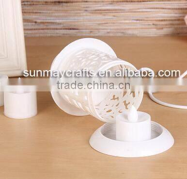 morden outdoor Metal Luminous Lanterns in whitecolor Candle Holder