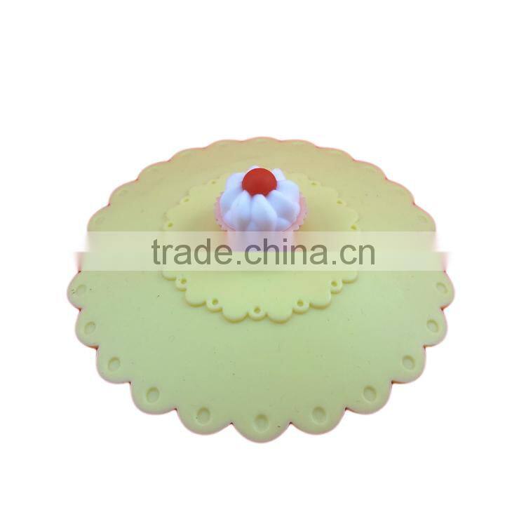 Food grade silicone rubber Anti-dust Airtight Seal Silicone Drink Cup Lids with Cake shape
