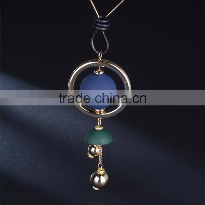 large ball hoop pendant necklace geometric pendant long necklace Korea new design sweater necklace