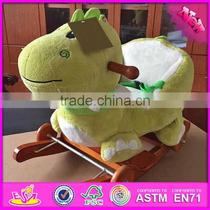 2017 New products baby funny animal with music wooden rocking horse for 2 year old W16D097
