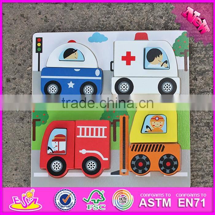 2017 New product educational toy wooden car shape puzzle for kids W14D022