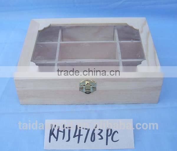 Custom logo and color 6 compartment solid wooden tea box accept OEM